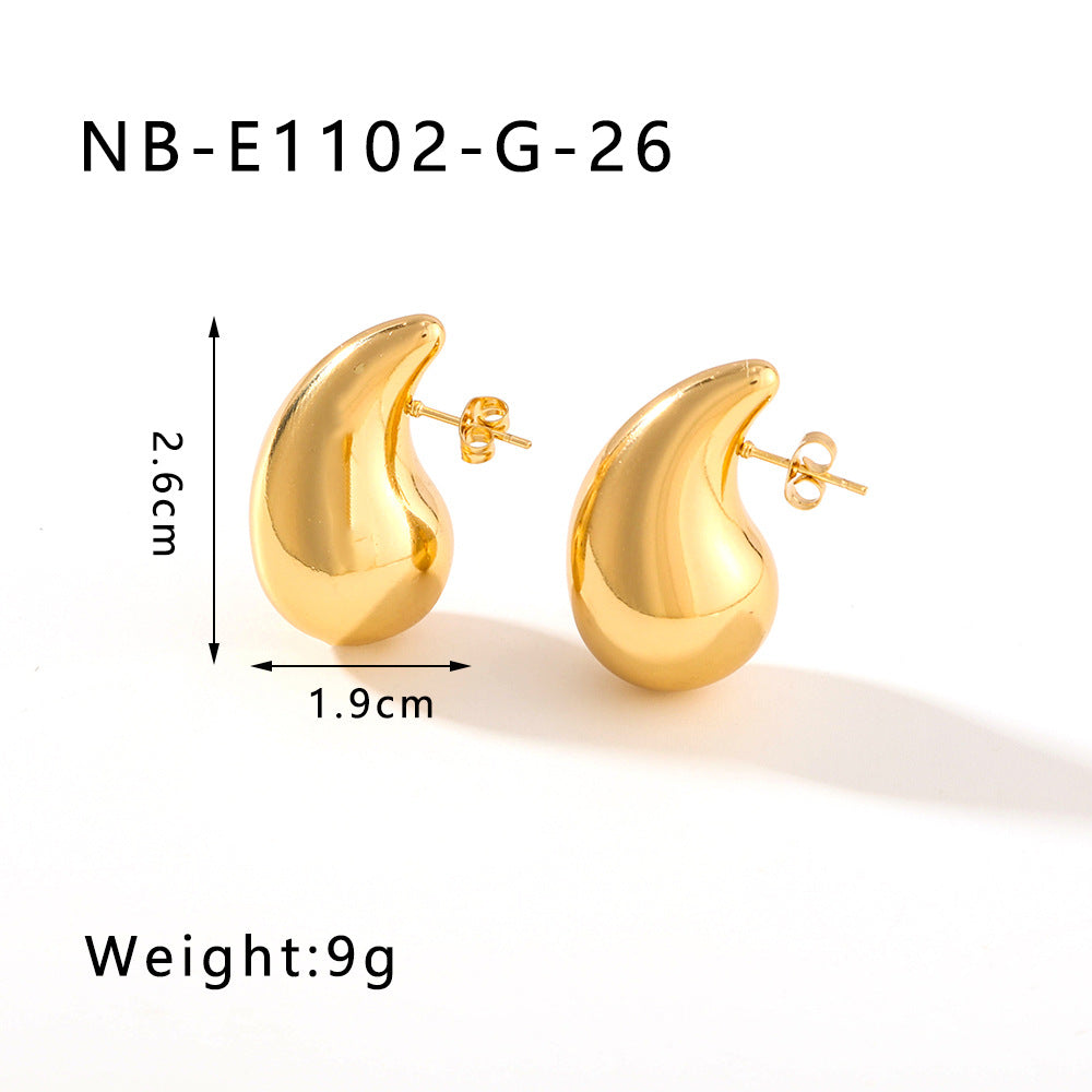 Wholesale Hollow Water Drop High-end 18K Gold-plated Polished Titanium Steel Earrings